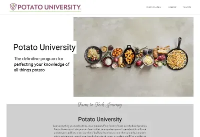 Potato University website